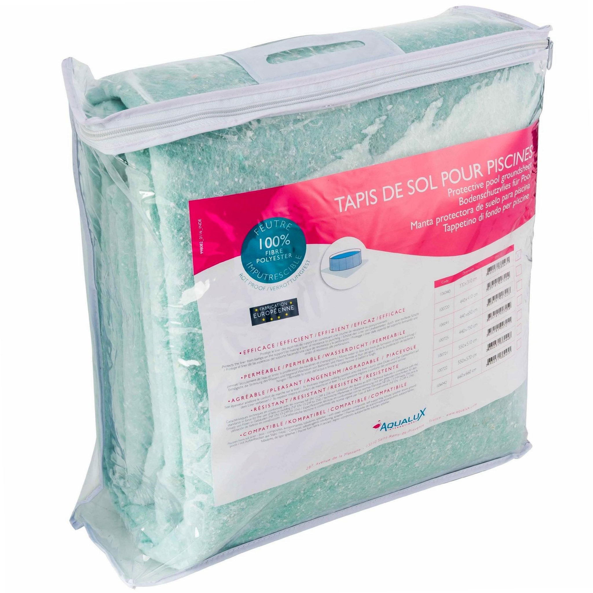 Voir la diapositive 1 : AQUALUX Tapis de sol 110g/m2  4,40x6,50m  pour piscine