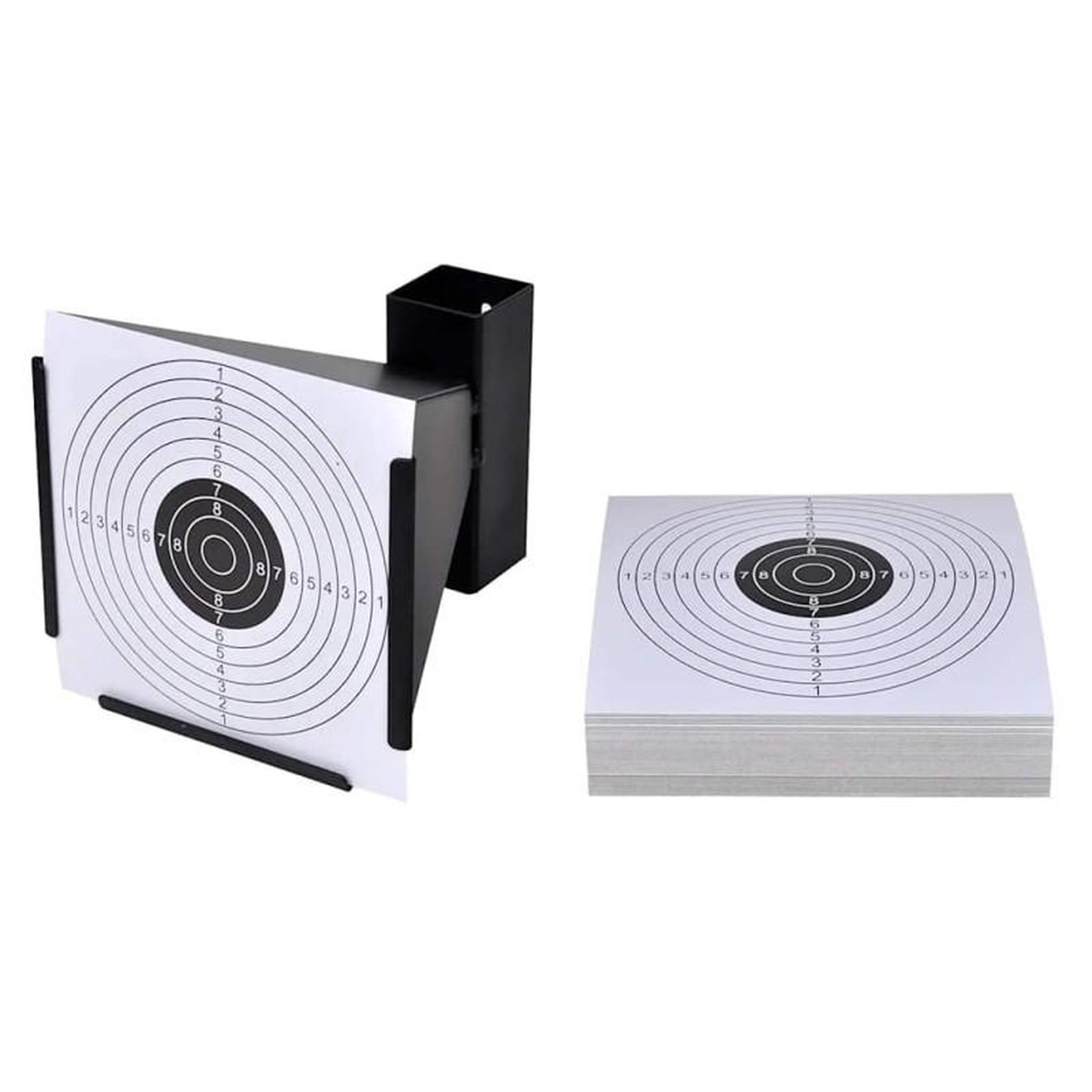 Voir la diapositive 1 : VIDAXL Support de cible forme entonnoir 14 cm + 100 cibles en papier
