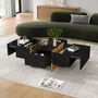 Voir la diapositive 3 : MERAX Table Basse Avec 2 Tiroirs Et 2 Compartiments 100 X 50 X 35cm Noir