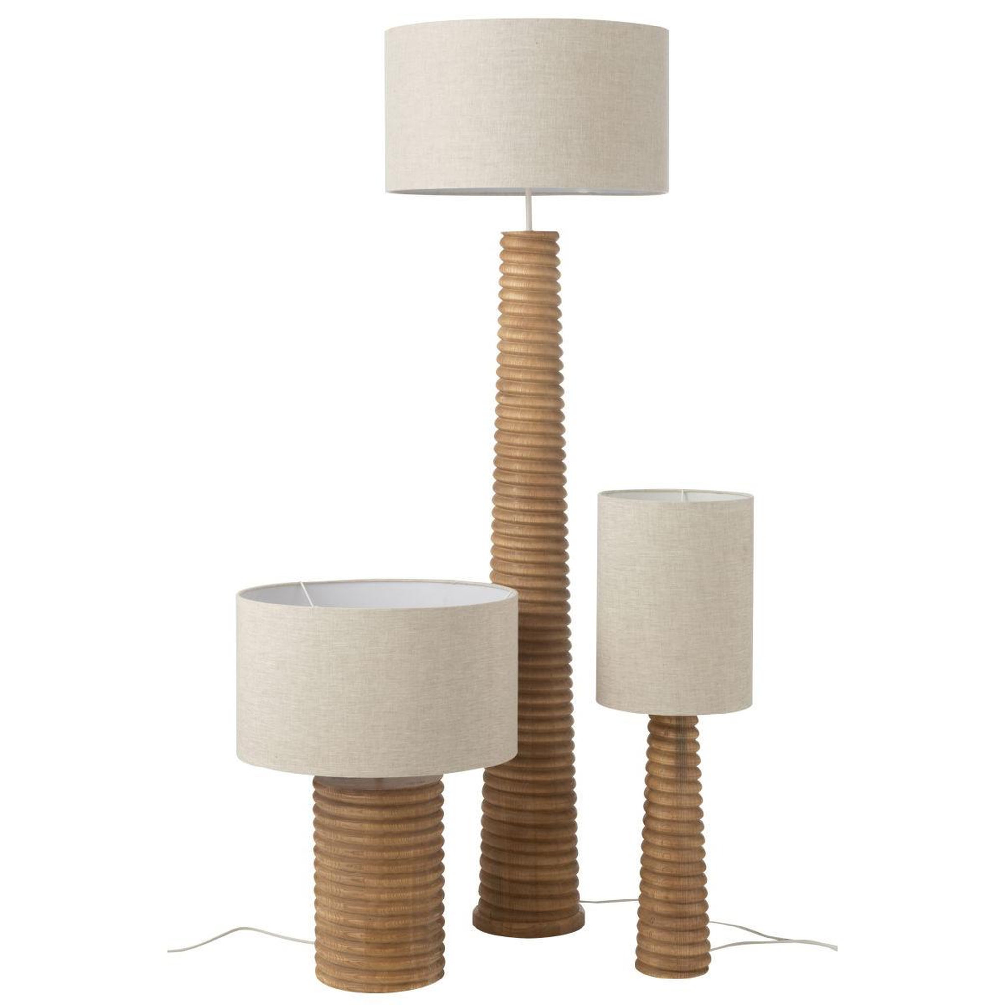 Voir la diapositive 4 : J-LINE Lampe à poser filetage en bois  ailanthus  70cm naturel
