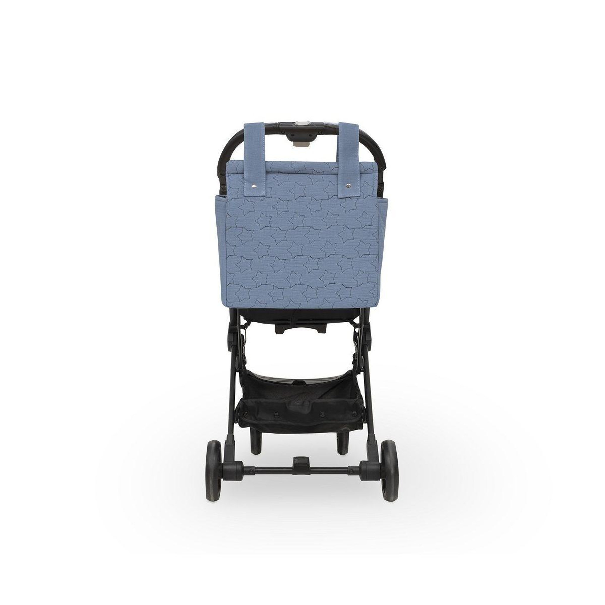 Voir la diapositive 3 : INTERBABY Sac de poussette  étoiles - coton mousseline - bleu foncé - se suspend au guidon