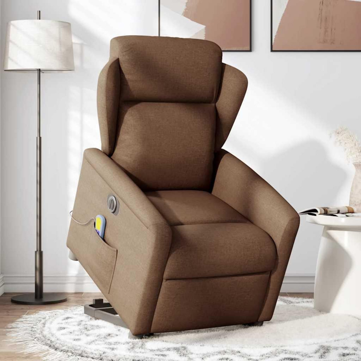 VIDAXL Fauteuil inclinable de massage electrique Marron Tissu