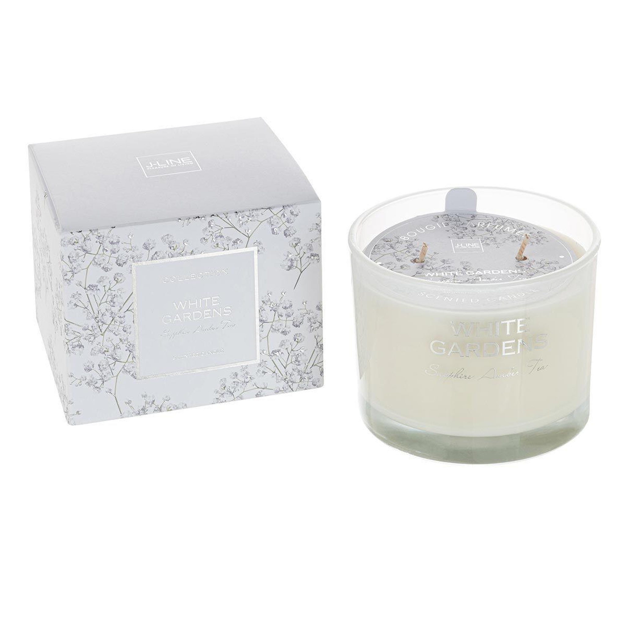 Voir la diapositive 1 : J-LINE Bougie parfumée  white gardens  10cm sapphira amber tea