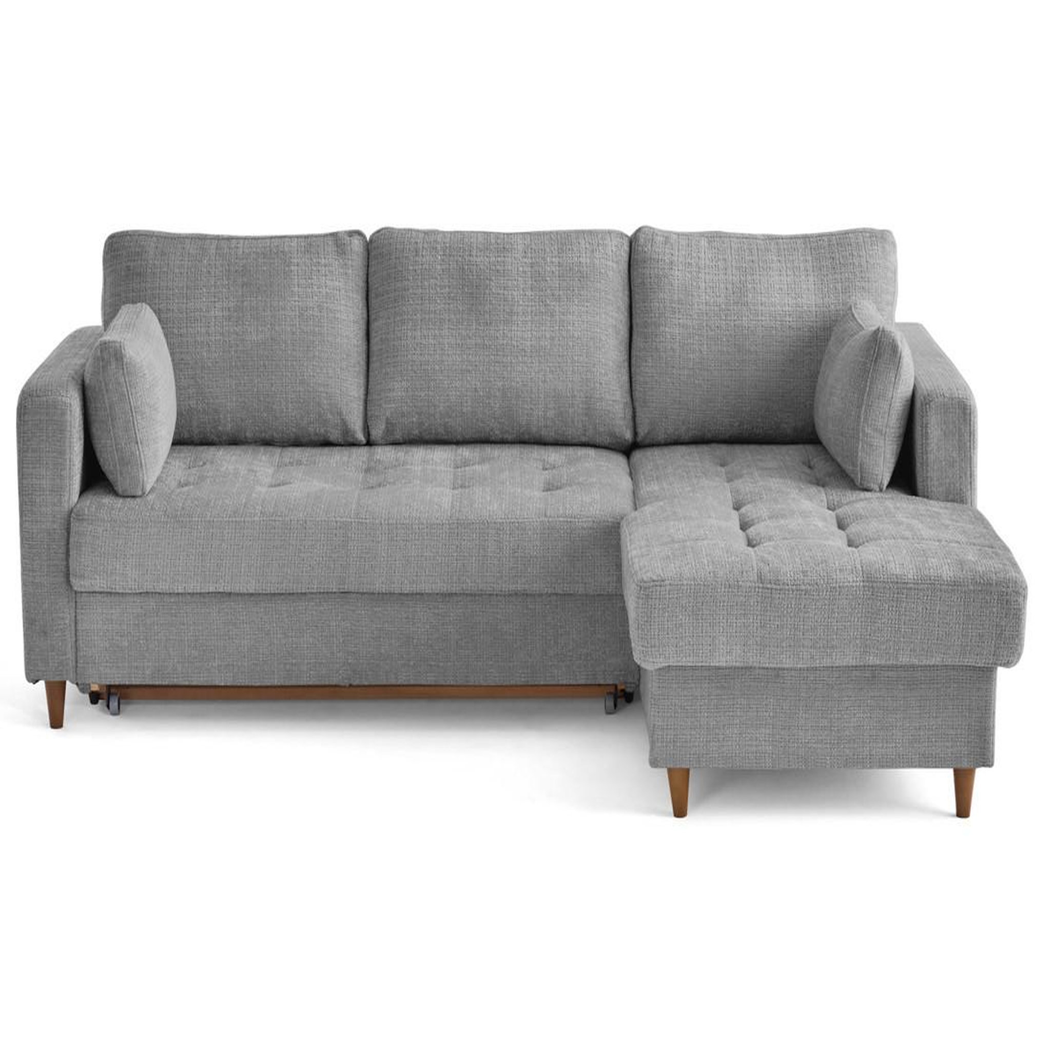 Voir la diapositive 1 : LISA DESIGN Anna - canapé d'angle droit 4 places convertible avec coffre en velours texturé