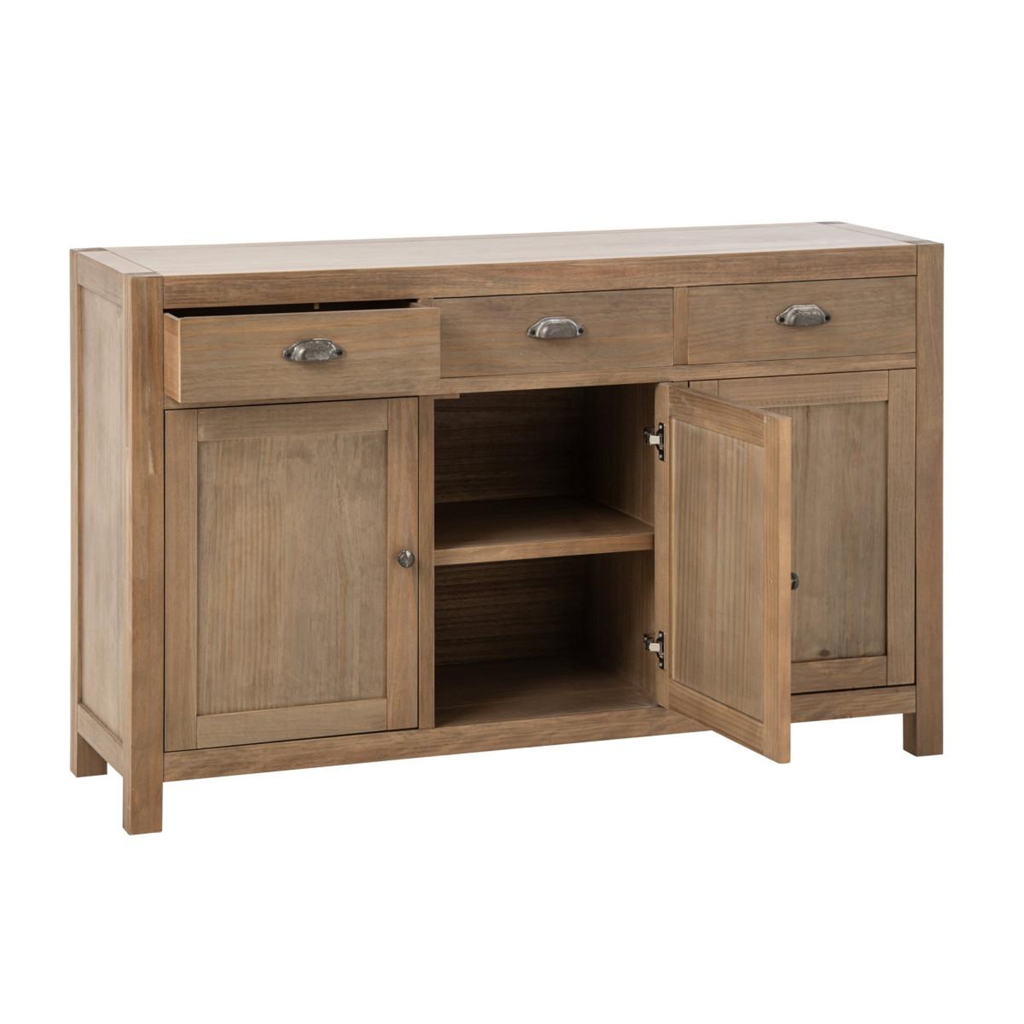 Voir la diapositive 2 : J-LINE Buffet 3 portes & 3 tiroirs  blois  140cm naturel