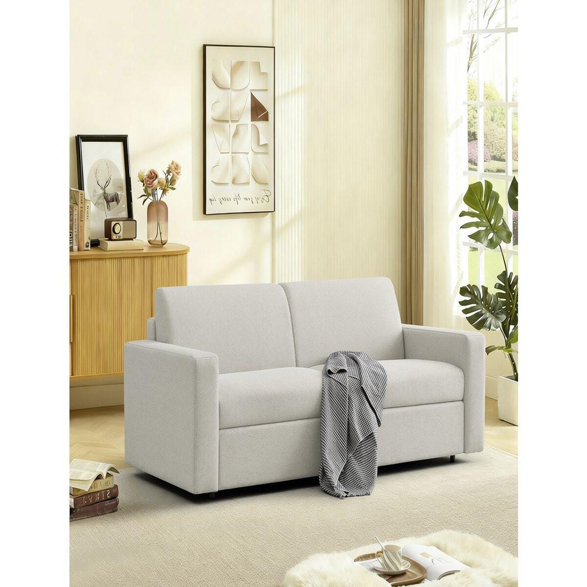 Voir la diapositive 2 : Habitat et Jardin Canapé convertible express en tissu  diana  - couchage 140 cm - 3 places - beige