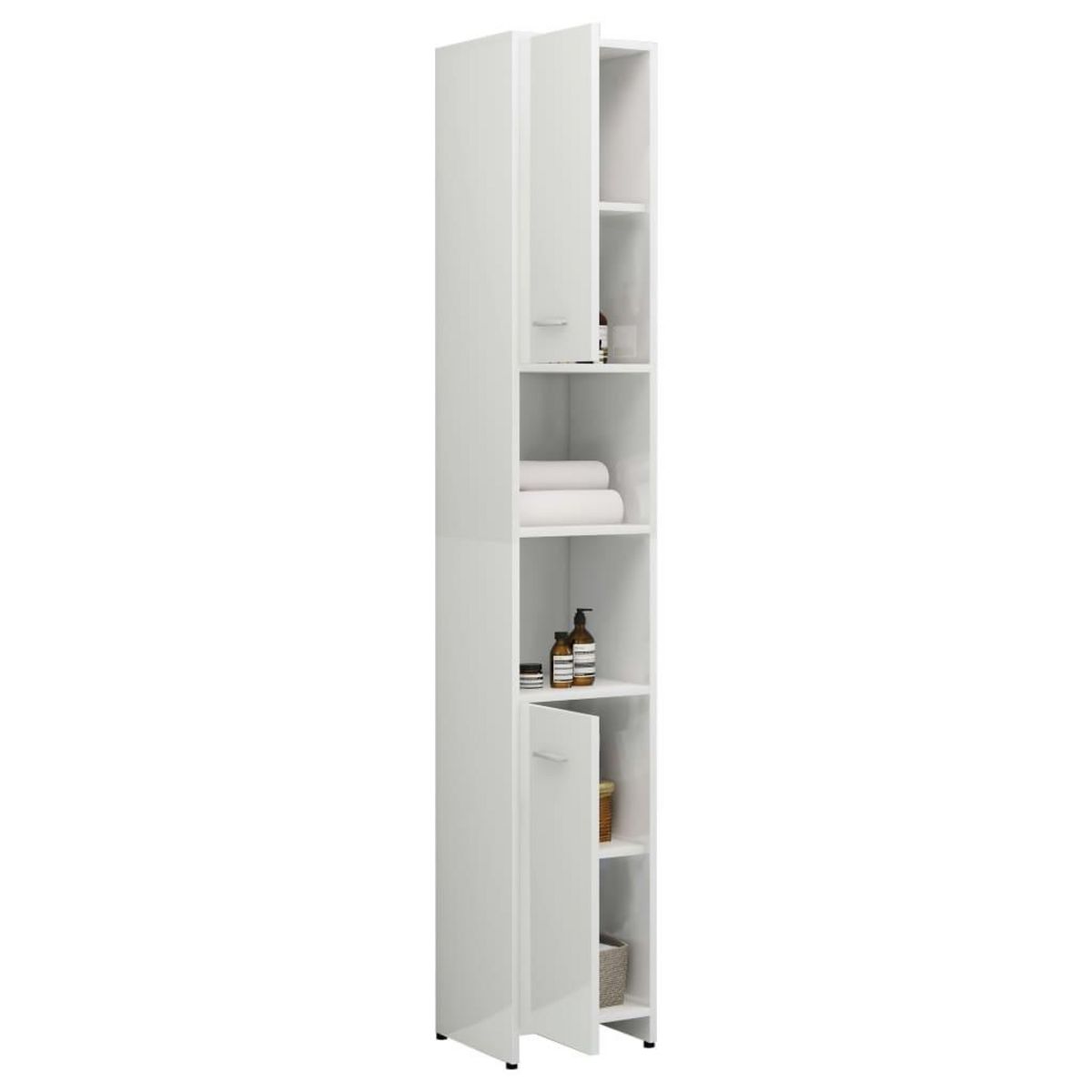 VIDAXL Armoire de salle de bain Blanc brillant Bois d'ingenierie