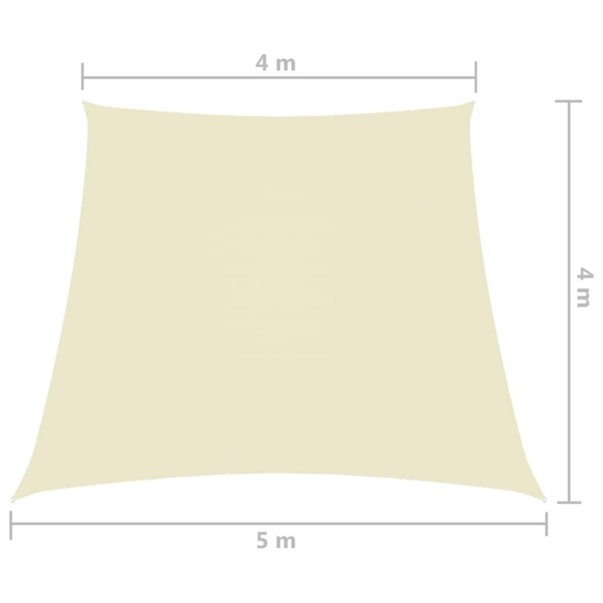 VIDAXL Voile de parasol Tissu Oxford trapeze 4/5x4 m Creme