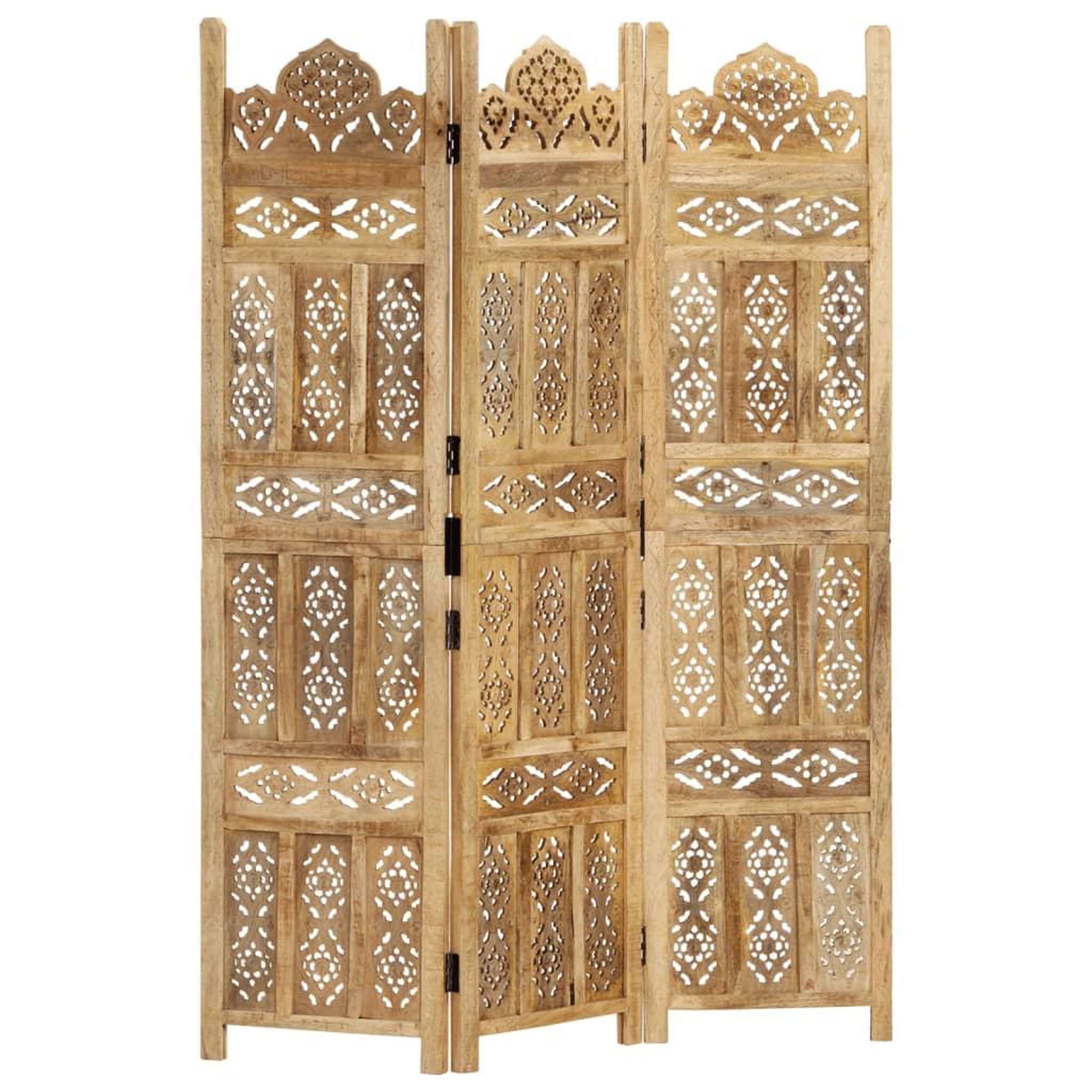 Voir la diapositive 1 : VIDAXL Cloison de separation 3 panneaux 120x165 cm Bois de manguier