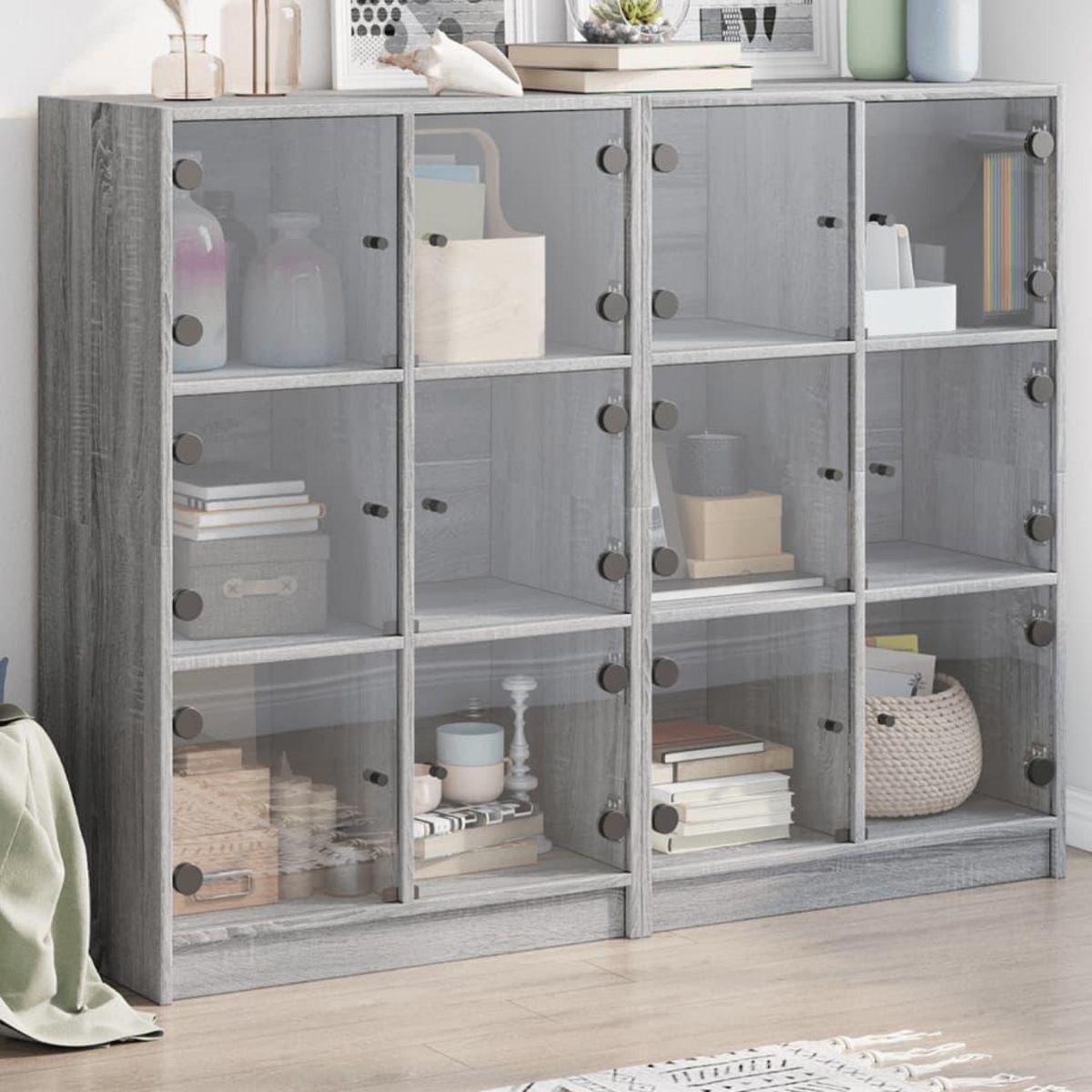 VIDAXL Bibliotheque avec portes sonoma gris 136x37x109 cm