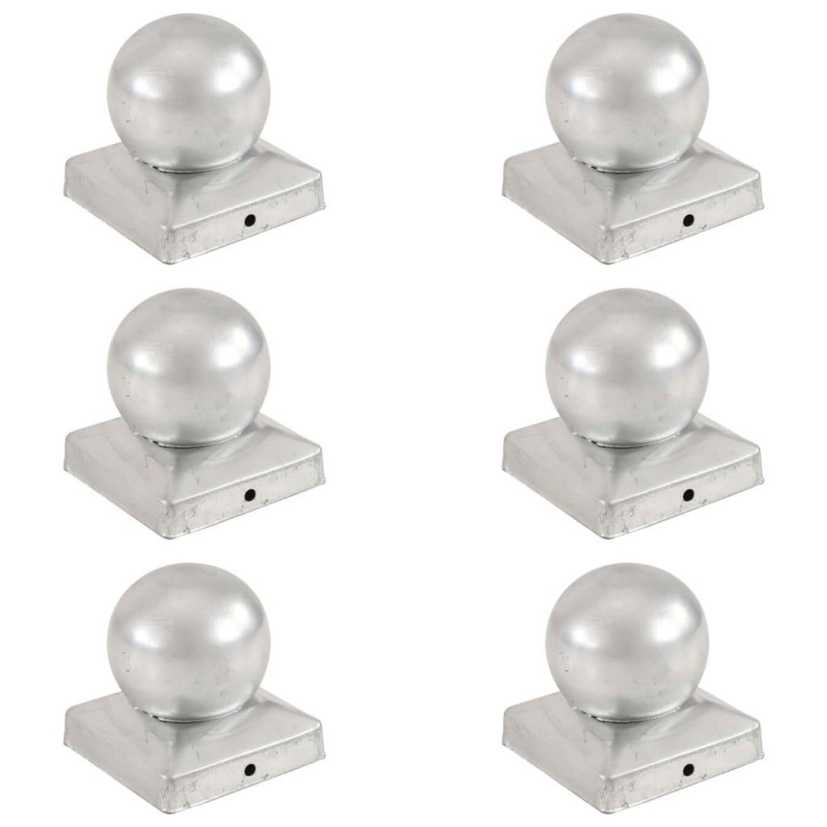 VIDAXL Bouchons de poteau 6 pcs Globe final Metal galvanise 91x91 mm