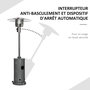 Voir la diapositive 4 : OUTSUNNY Parasol chauffant commercial 12,5 kW - chauffage extérieur gaz - chauffage de terrasse - double sécurité - puissance réglable - roulettes - acier inox. gris