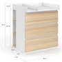 Voir la diapositive 5 : ID MARKET Commode à langer évolutive AMBRE façon hêtre et blanc 3 tiroirs table à langer et 2 étagères amovibles