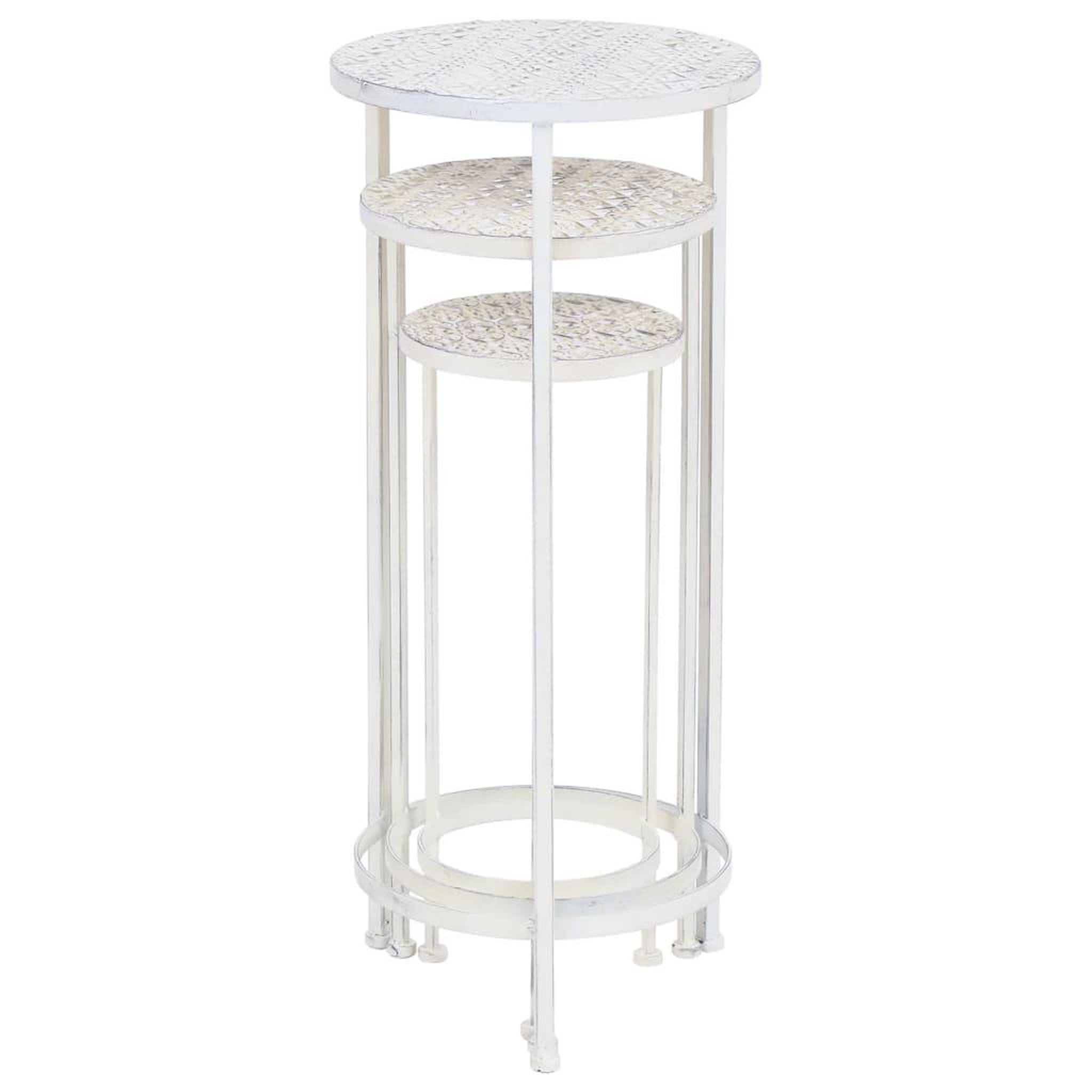 Voir la diapositive 5 : VIDAXL Support de plantes 3 pcs style vintage metal blanc antique