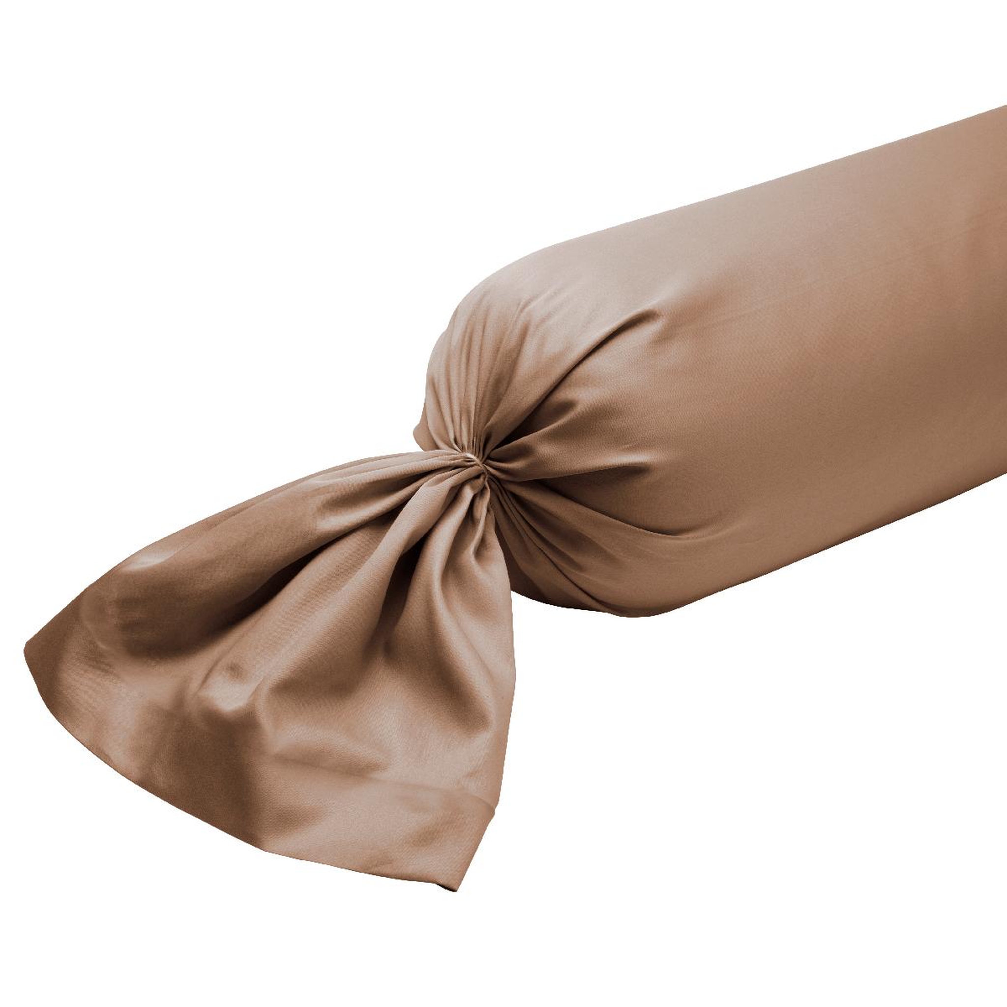 DODO Taie de traversin harmonie satin de coton coloris caramel. Coloris disponibles : Beige