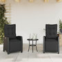 Voir la diapositive 1 : VIDAXL Chaises inclinables de jardin lot de 2 repose-pied noir rotin