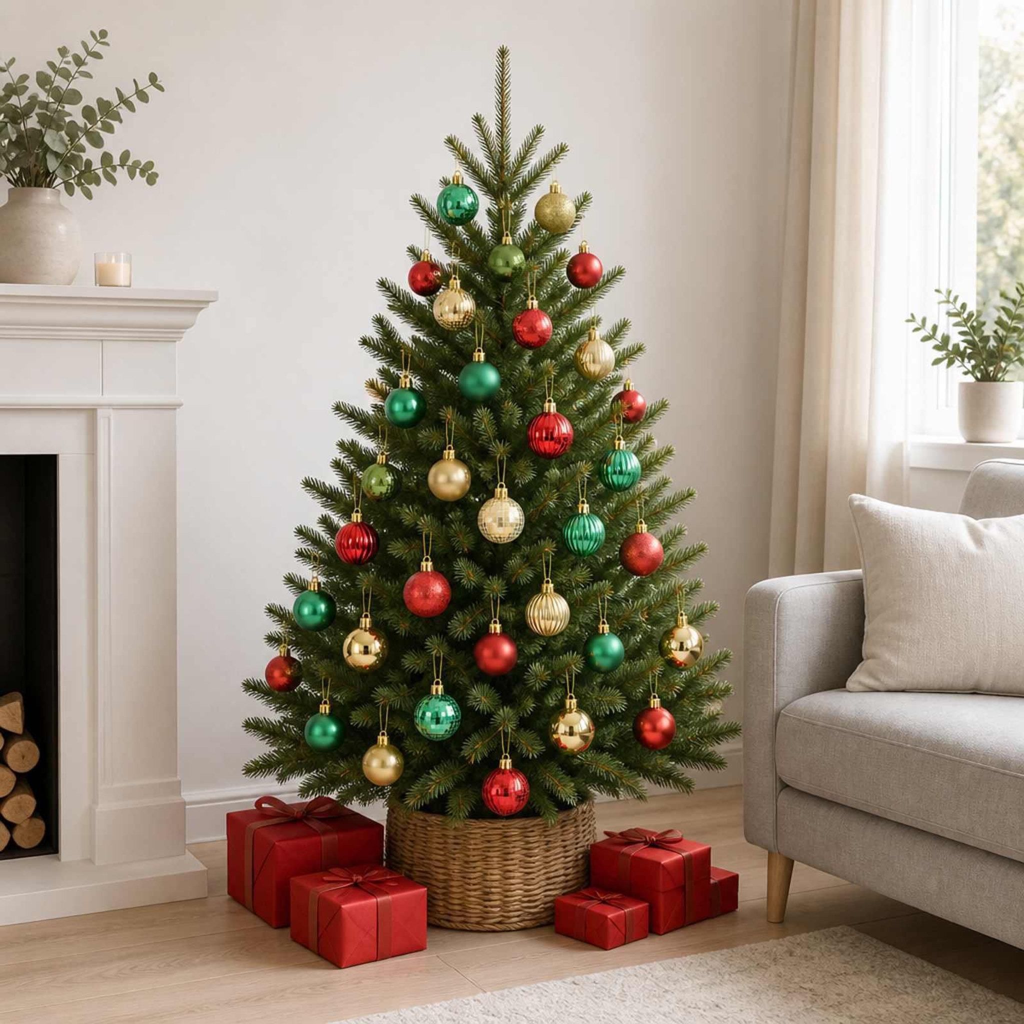 Voir la diapositive 2 : VIDAXL Ensemble de boules de Noël 100 pc Rouge, dore et vert 4 cm