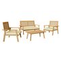Voir la diapositive 3 : BEST MOBILIER Siboney - salon bas de jardin 4 places - bois, cannage et coussins beiges