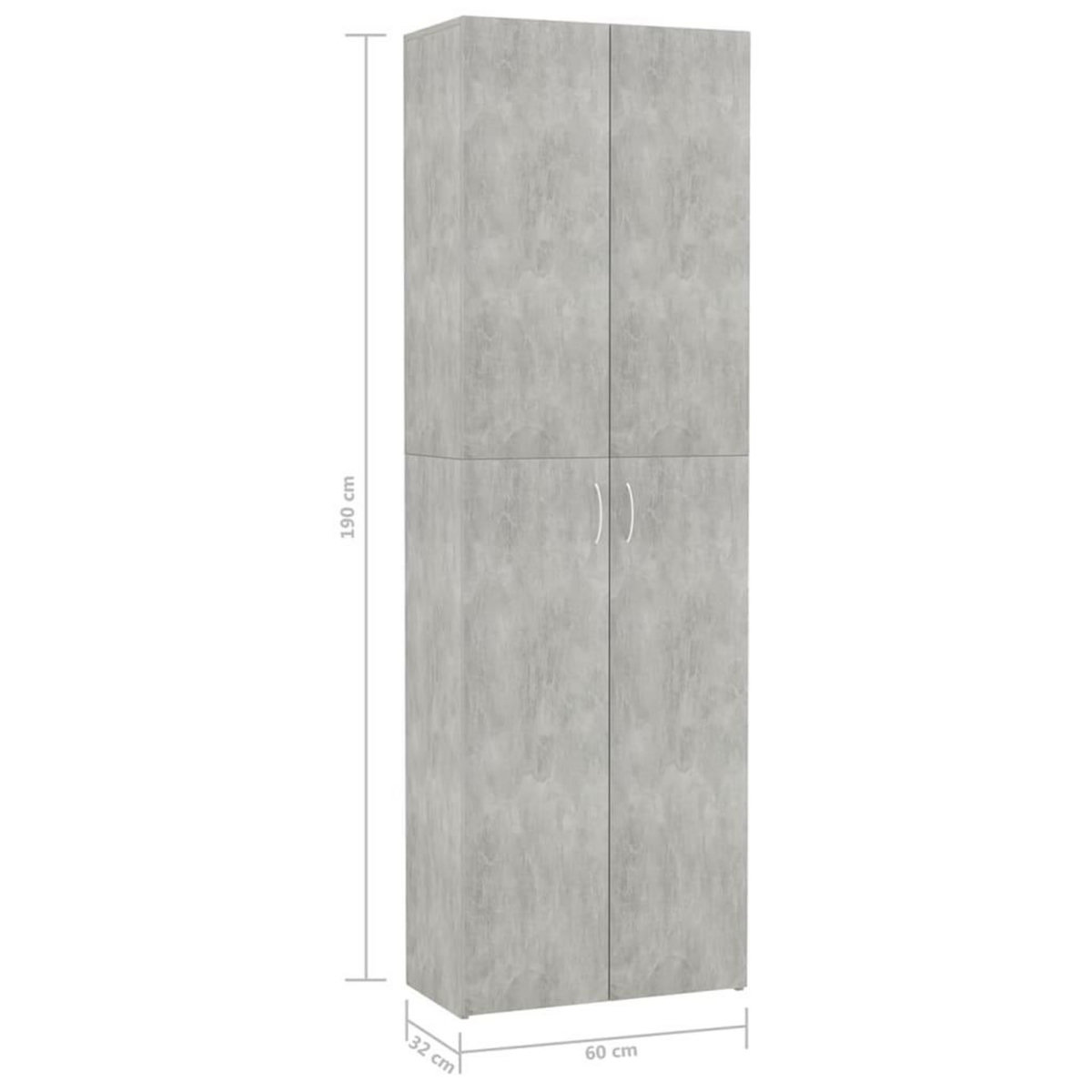VIDAXL Armoire de bureau Gris beton 60x32x190 cm Bois d'ingenierie