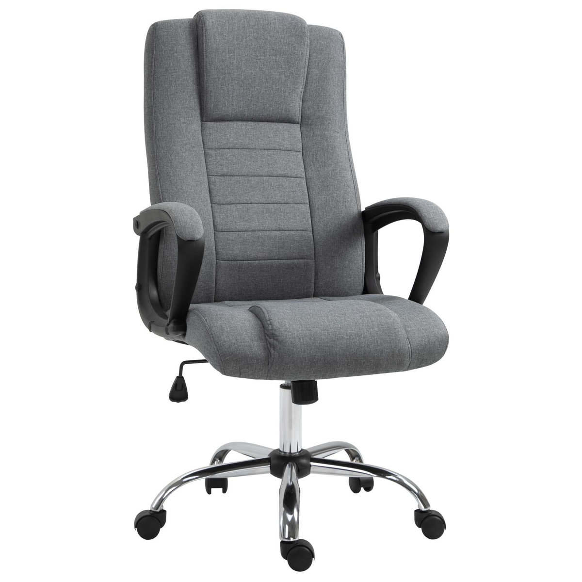 HOMCOM HOMCOM Fauteuil de bureau à roulettes chaise manager ergonomique pivotante hauteur réglable lin gris foncé
