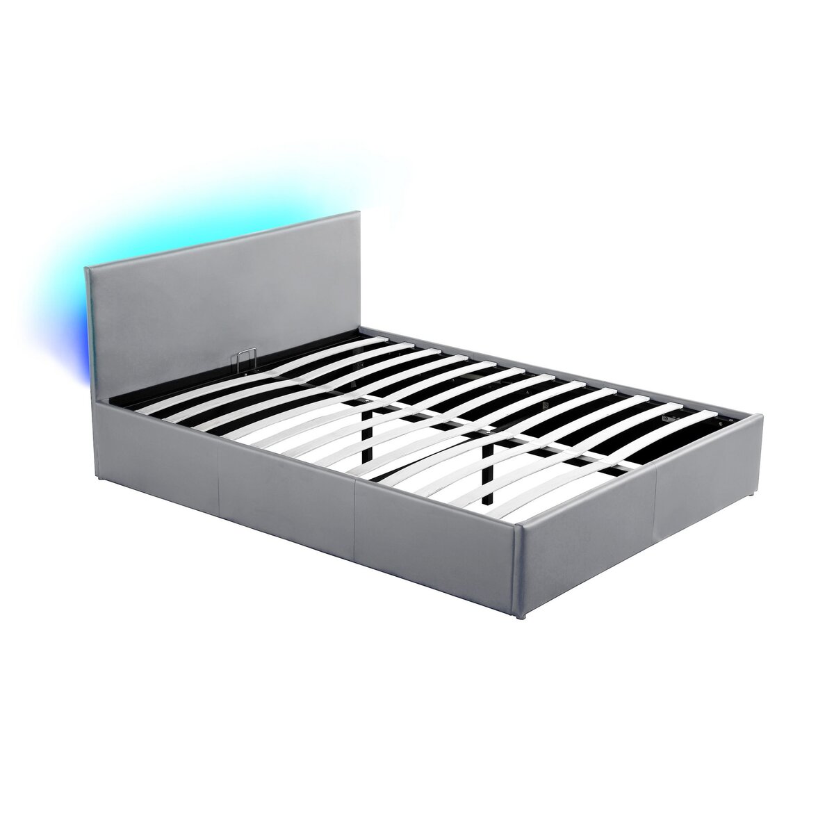 Lit coffre 140x190 cm avec sommier à lattes et tête de lit LED WILLOW