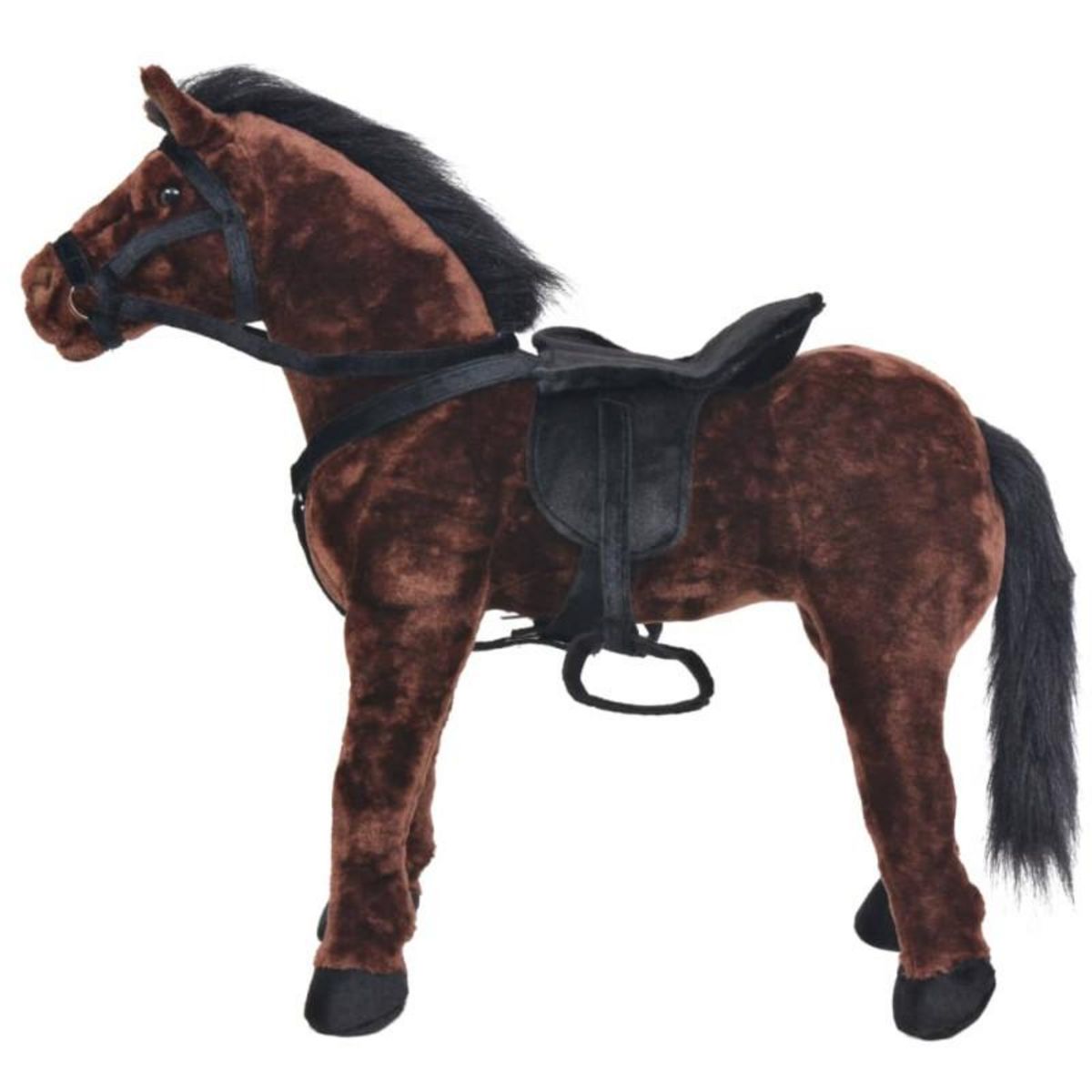 VIDAXL Jouet en peluche Cheval Marron foncé XXL