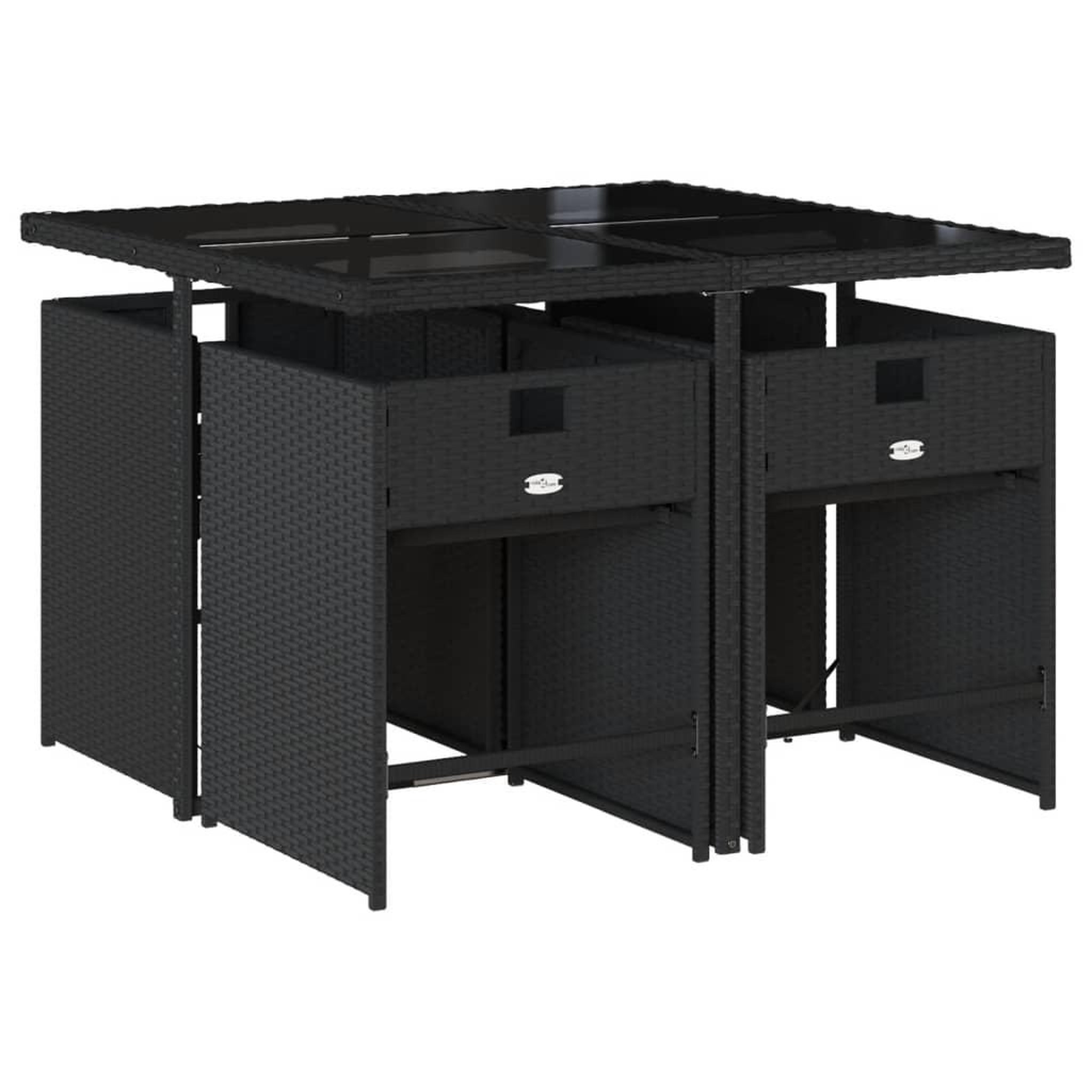 Voir la diapositive 3 : VIDAXL Ensemble a manger de jardin coussins 5pcs Noir Resine tressee