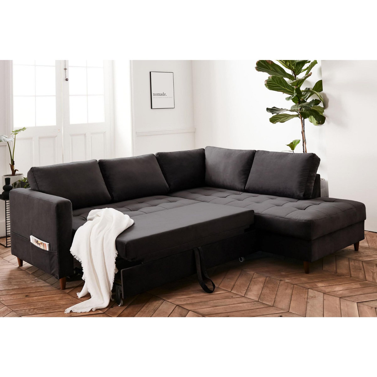 LISA DESIGN Anna - canapé d'angle droit - 5 places - convertible - en velours