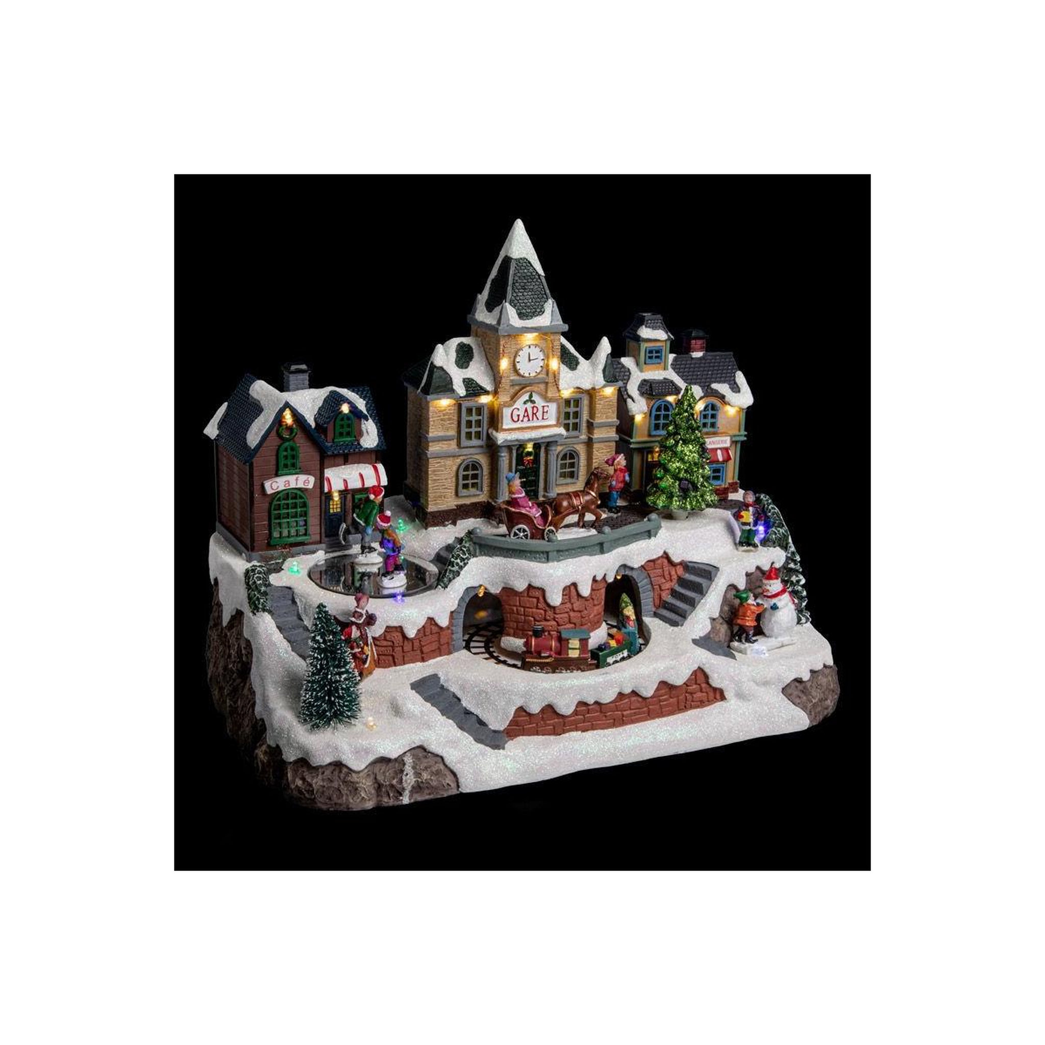 Voir la diapositive 1 : FEERIC LIGHT & CHRISTMAS Village de noël gare  square  35cm multicolore