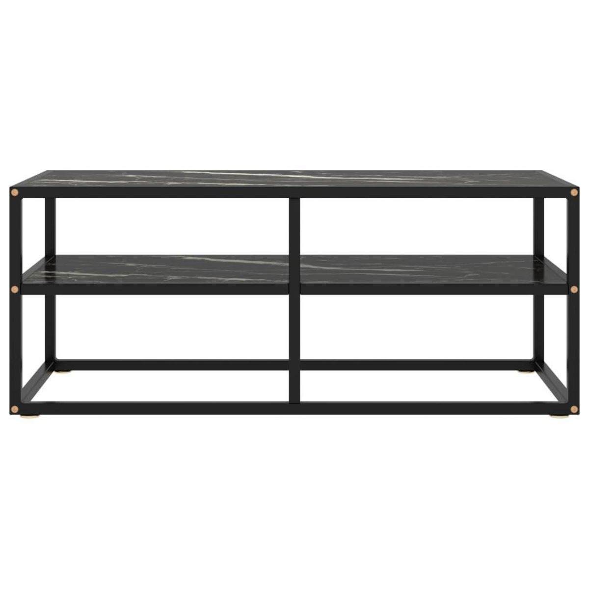 VIDAXL Meuble TV noir avec verre marbre noir 100x40x40 cm