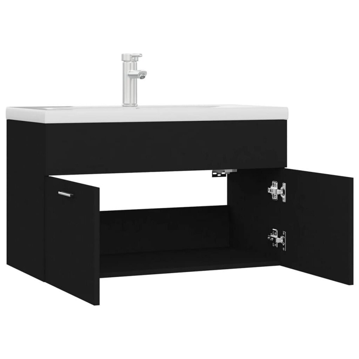 VIDAXL Armoire d'evier avec lavabo integre Noir Agglomere