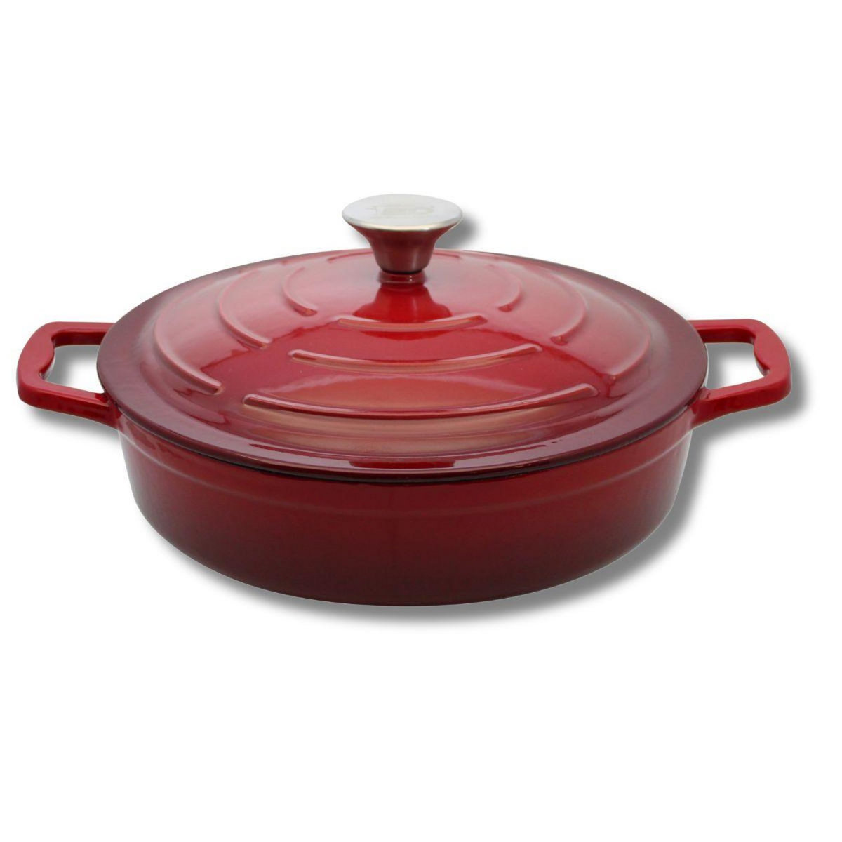 ELO Cocotte en fonte émaillée basse 28 cm rouge cerise 3L Elo
