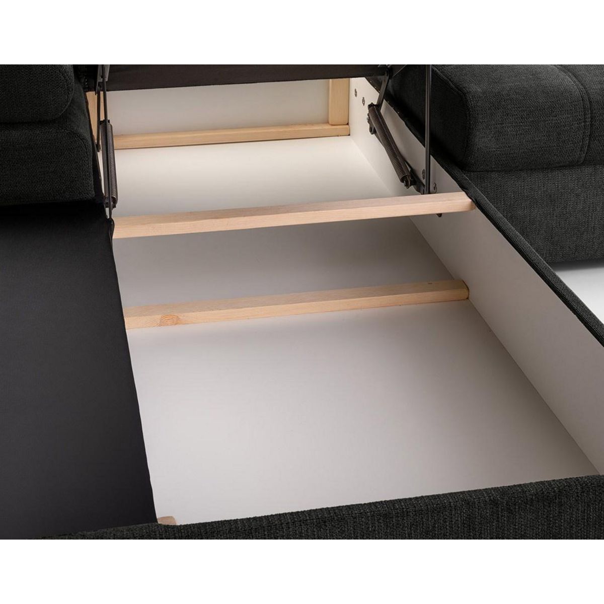 BEST MOBILIER Bianca - canapé d'angle gauche 4 places convertible avec coffre en tissu texturé