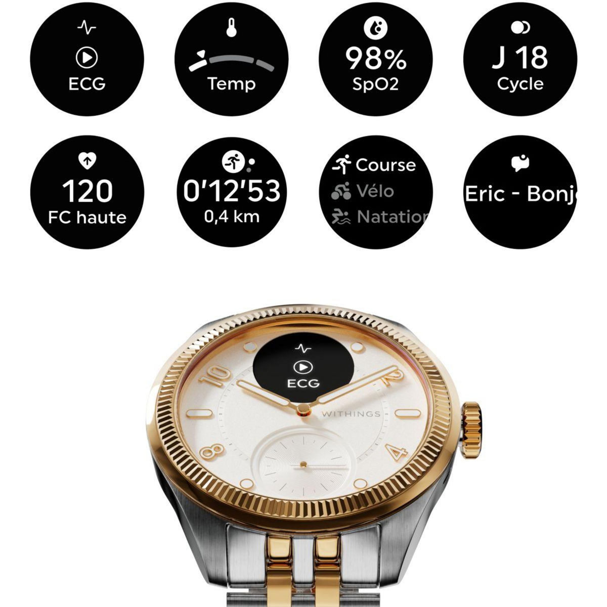 WITHINGS Montre santé Scanwatch Nova Brilliant 39mm Gold