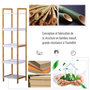 Voir la diapositive 5 : HOMCOM Etagère en bambou de salle de bain étagère debout 3 paniers + 2 étagères dim. 32L x 30l x 130H cm beige blanc