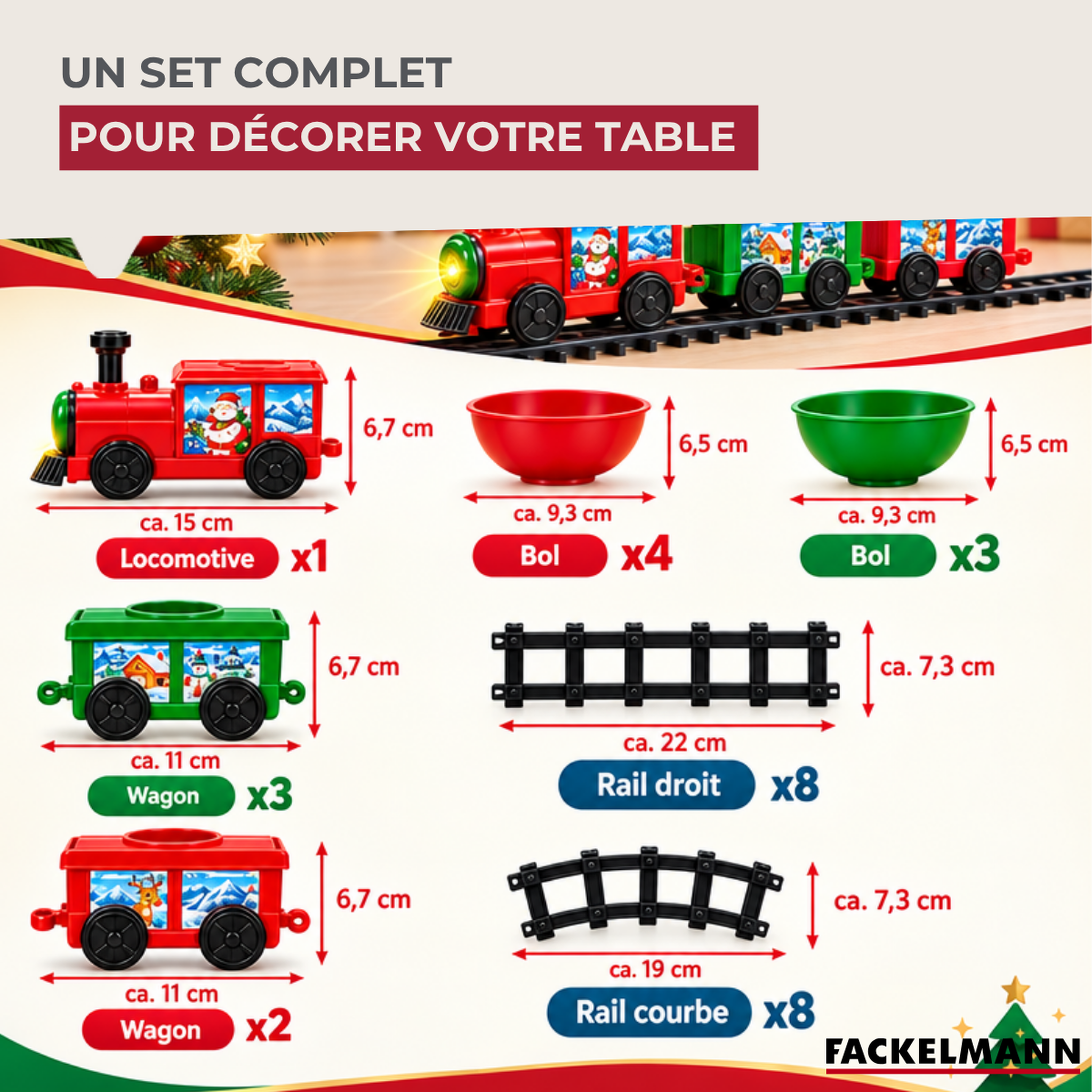 Voir la diapositive 3 : Fackelmann Décoration de noël train de table pour apéritif, fondue savoyarde fackelmann