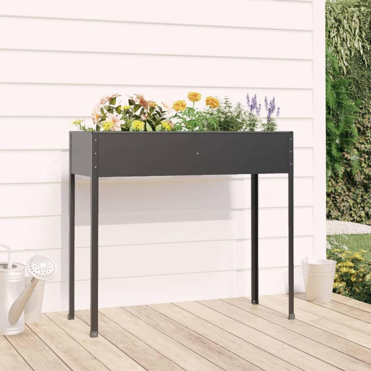 VIDAXL Jardiniere Anthracite 100,5x40,5x90 cm Acier galvanise