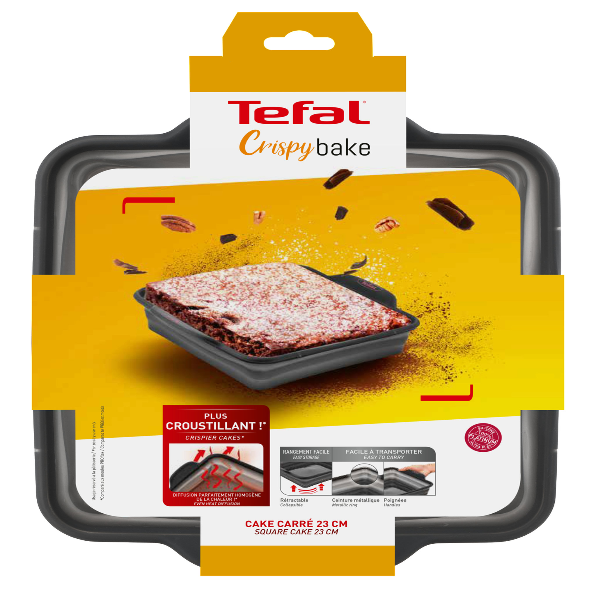 Voir la diapositive 4 : TEFAL Moule à cake carré 23 cm rétractable en silicone CRISPYBAKE