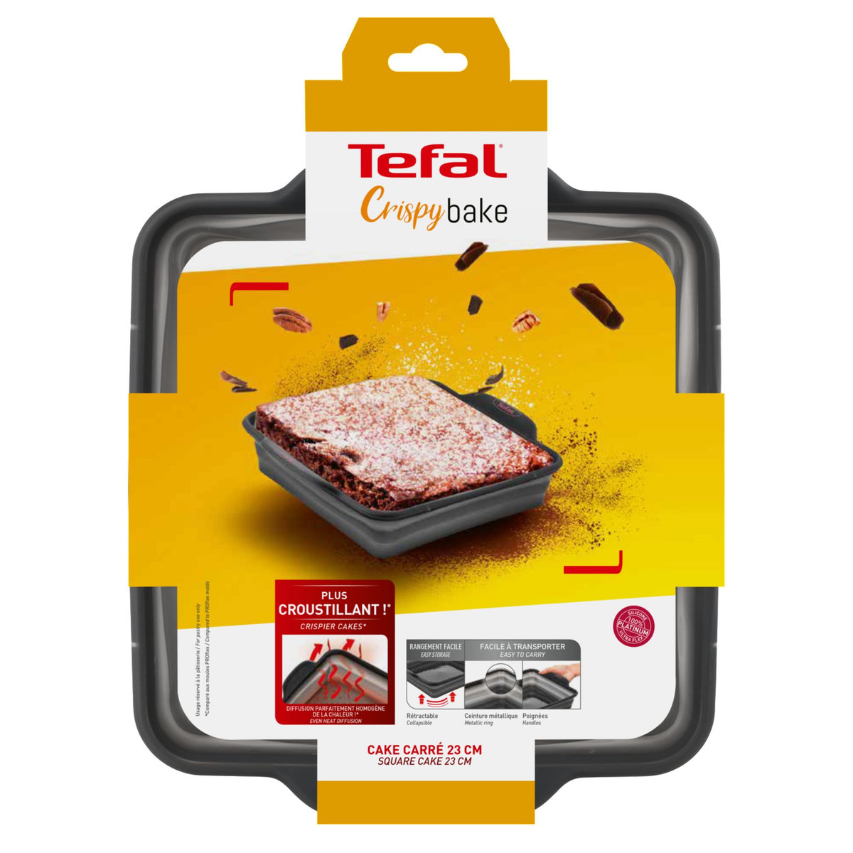 TEFAL Moule à cake carré 23 cm rétractable en silicone CRISPYBAKE