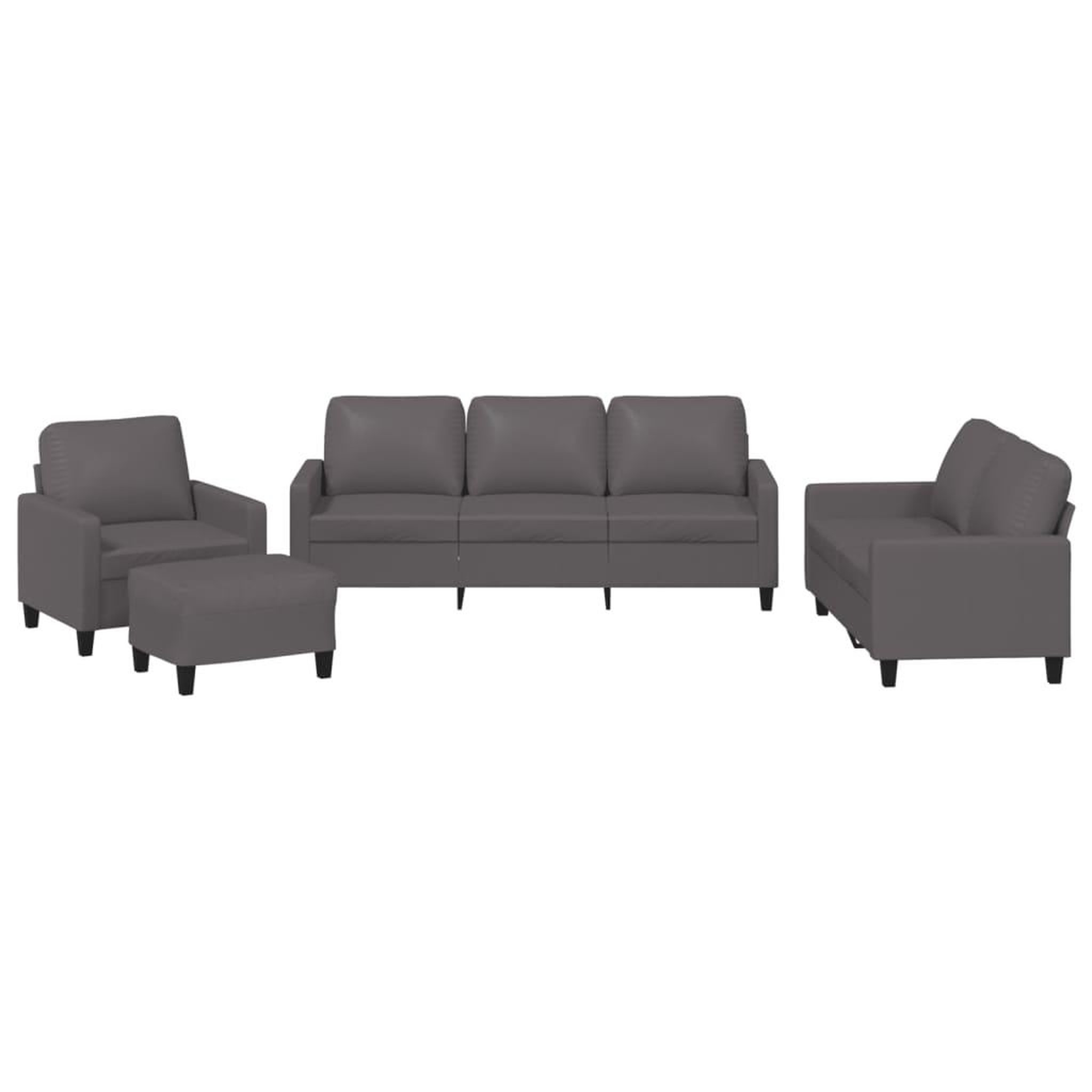Voir la diapositive 2 : VIDAXL Ensemble de canapes 4 pcs avec coussins Gris Similicuir
