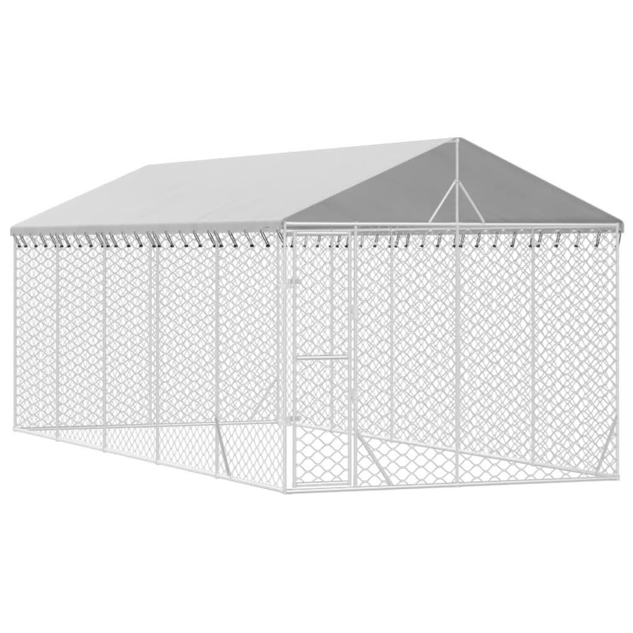 Voir la diapositive 3 : VIDAXL Chenil d'exterieur pour chiens avec toit argente 3x7,5x2,5 m