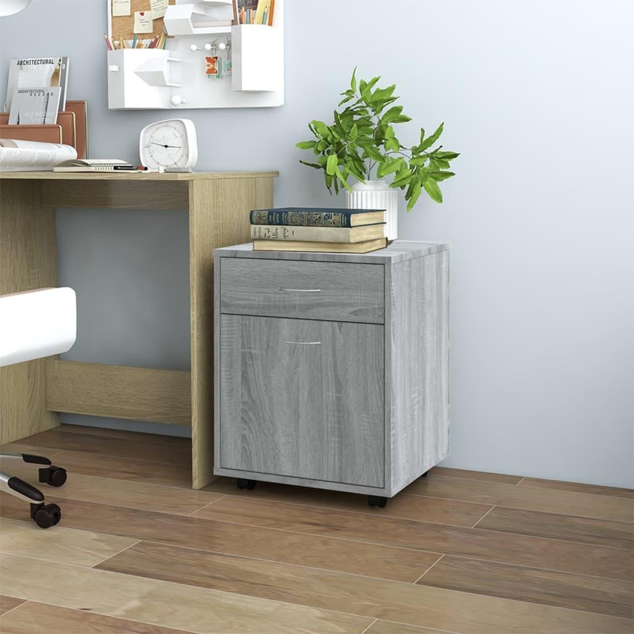 VIDAXL Armoire roulante Sonoma gris 45x38x54 cm Bois d'ingenierie