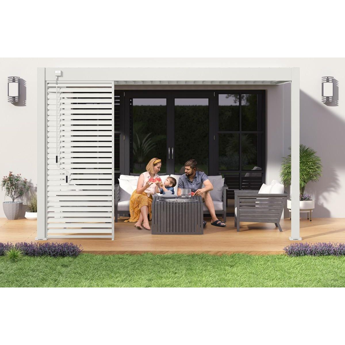 OMBREA Pergola bioclimatique - Adossée - Blanche -  3x4m - OMBREA