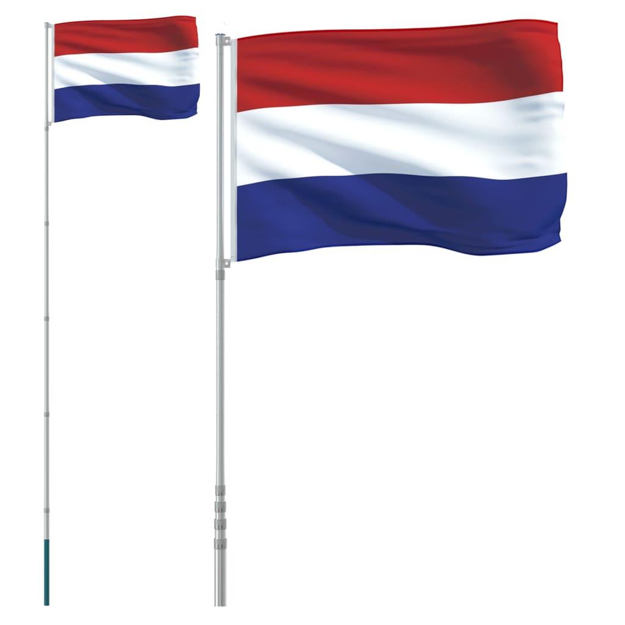 Voir la diapositive 2 : VIDAXL Drapeau des Pays-Bas et mat 5,55 m Aluminium