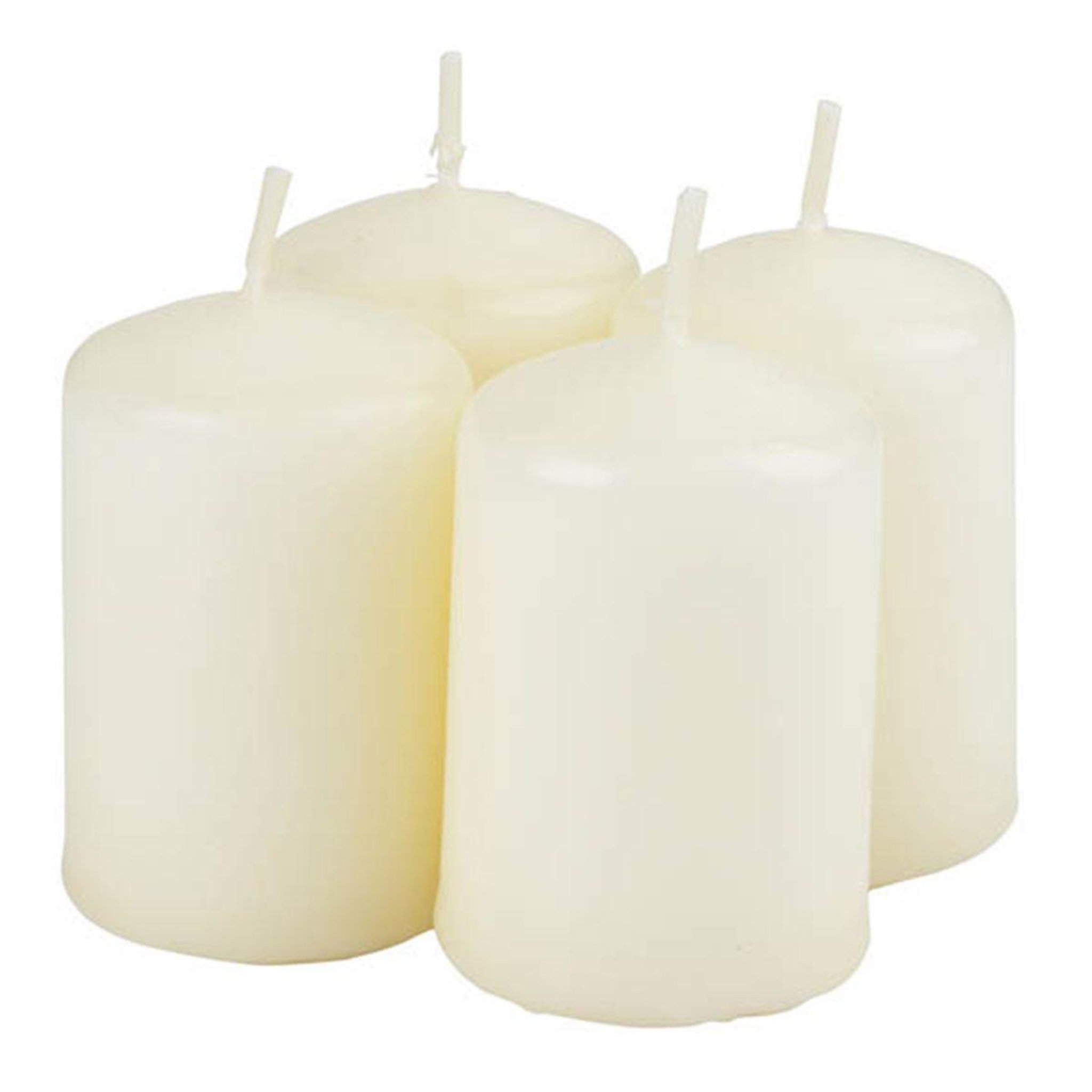 Voir la diapositive 1 : HOMEA Lot de 4 Bougies Pilier  Essentiel II  6cm Vanille