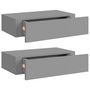 Voir la diapositive 2 : VIDAXL Etageres a tiroirs murales 2 pcs gris 40x23,5x10 cm MDF