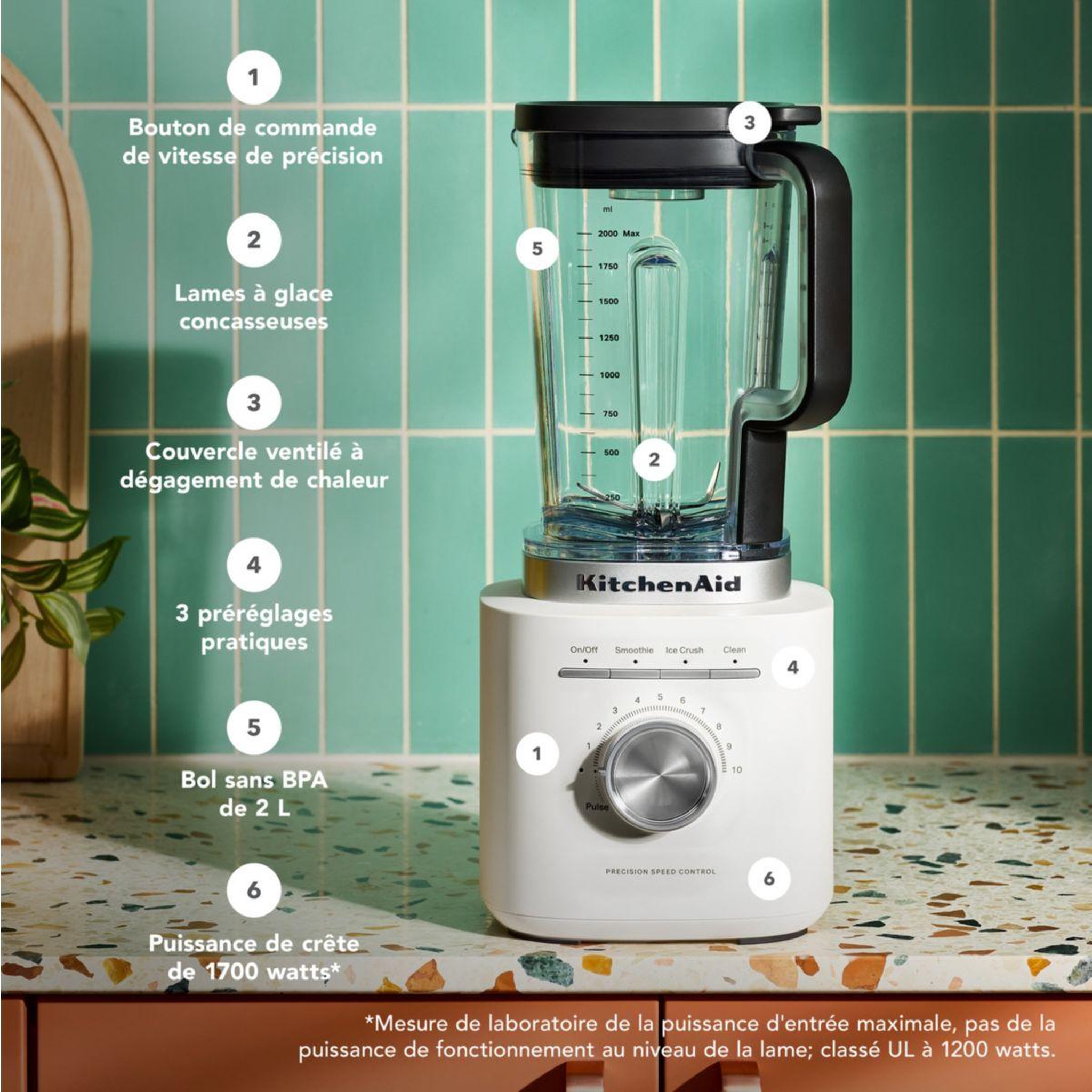 Voir la diapositive 3 : KitchenAid Blender k200 porcelaine 5ksb2073epl