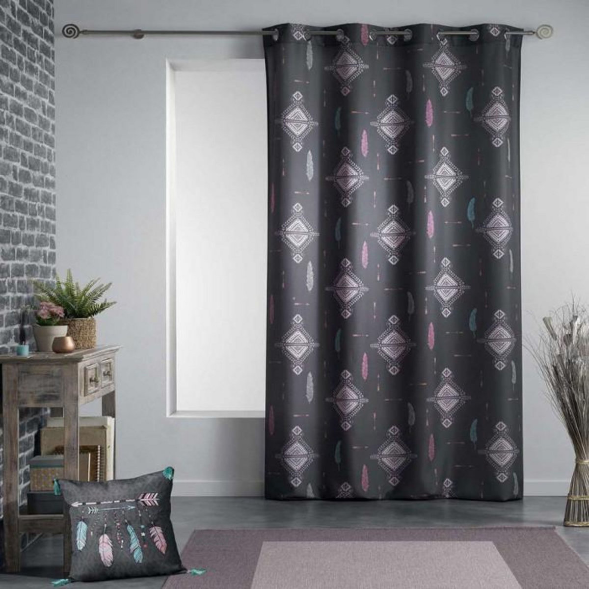 Paris Prix Rideau à Oeillets  Été Indien  140x260cm Anthracite