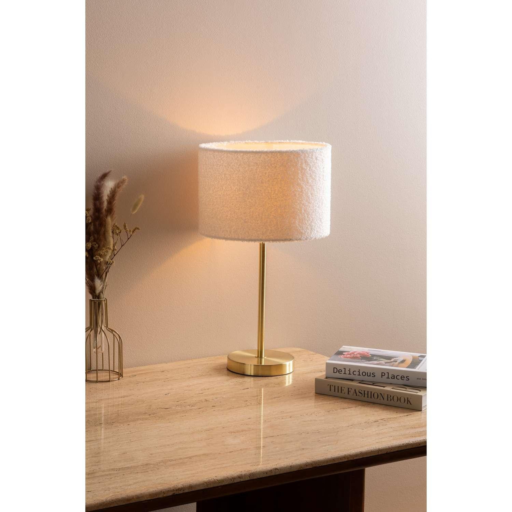 Voir la diapositive 2 : ATMOSPHERA Lampe droite en bouclette - h. 49 cm - or