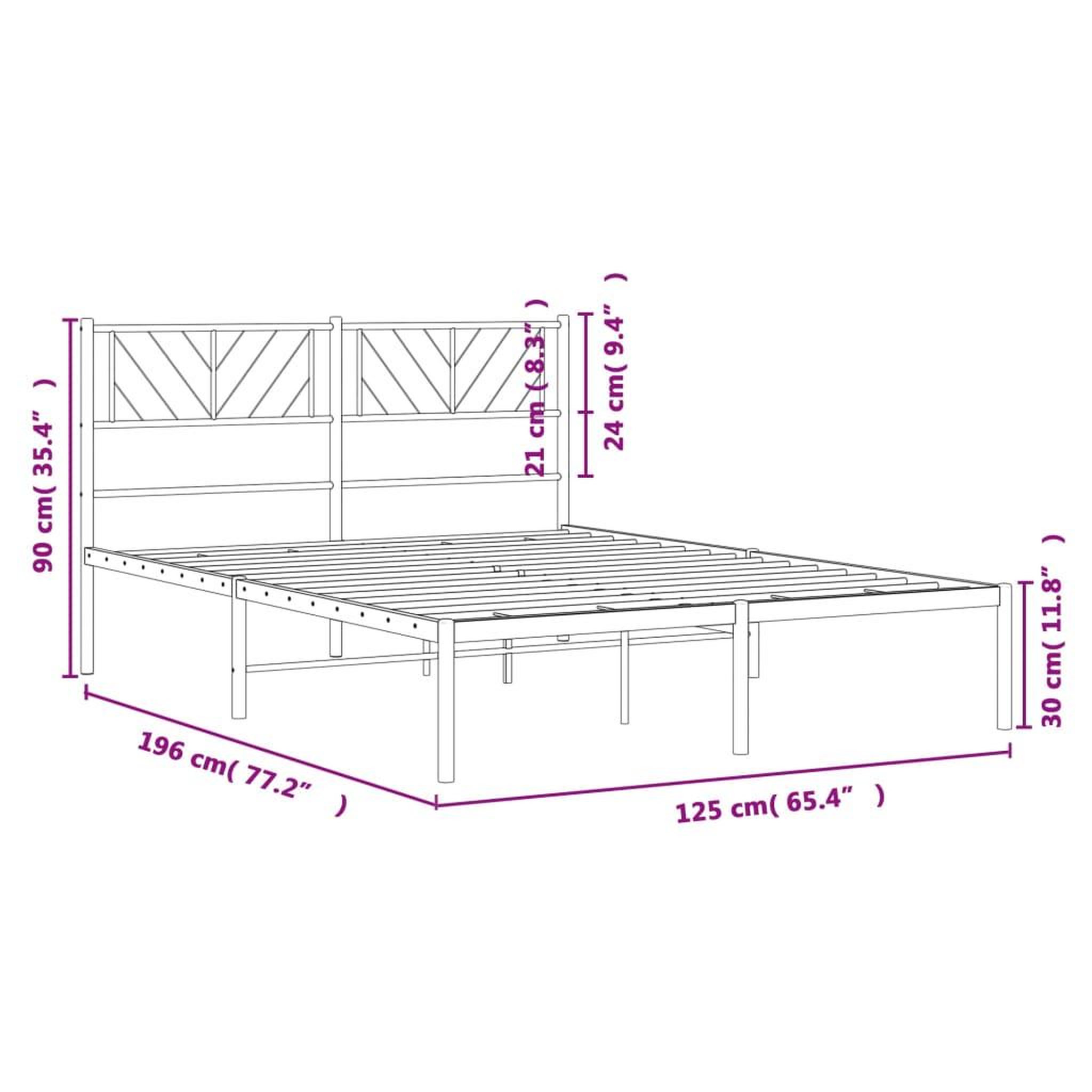 Voir la diapositive 6 : VIDAXL Cadre de lit metal sans matelas avec tete de lit noir 120x190cm